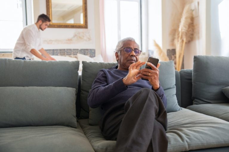 a man sitting on a couch