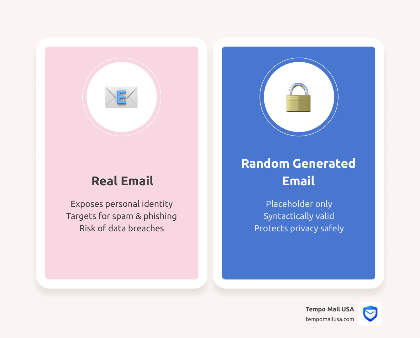 How random email generation protects personal identity from spam and data breaches - random email generator infographic