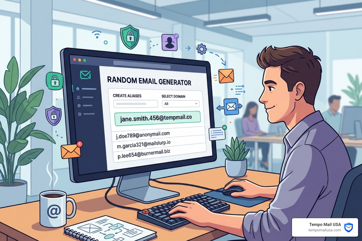 A digital vault representing the security and privacy provided by email aliasing and random generation - random email